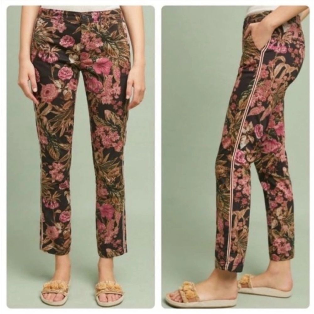 CH|NO by Anthropologie Relaxed Floral Pants Multicolored Pockets Sz 27